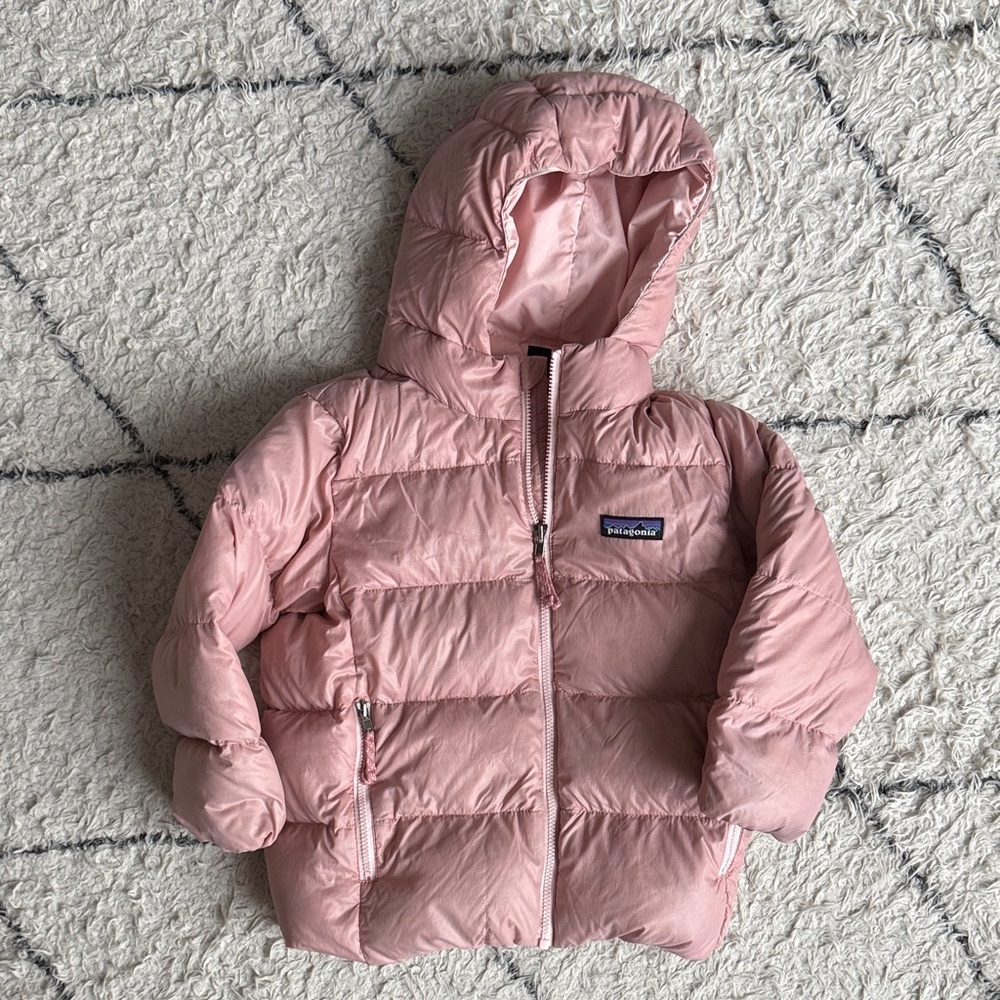 Patagonia Kids Baby Hi-Loft Down Sweater Pink Hoody Puffer Jacket